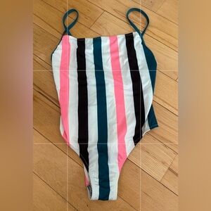 SOLID & STRIPED Pink and Blue One Piece Swimsuit